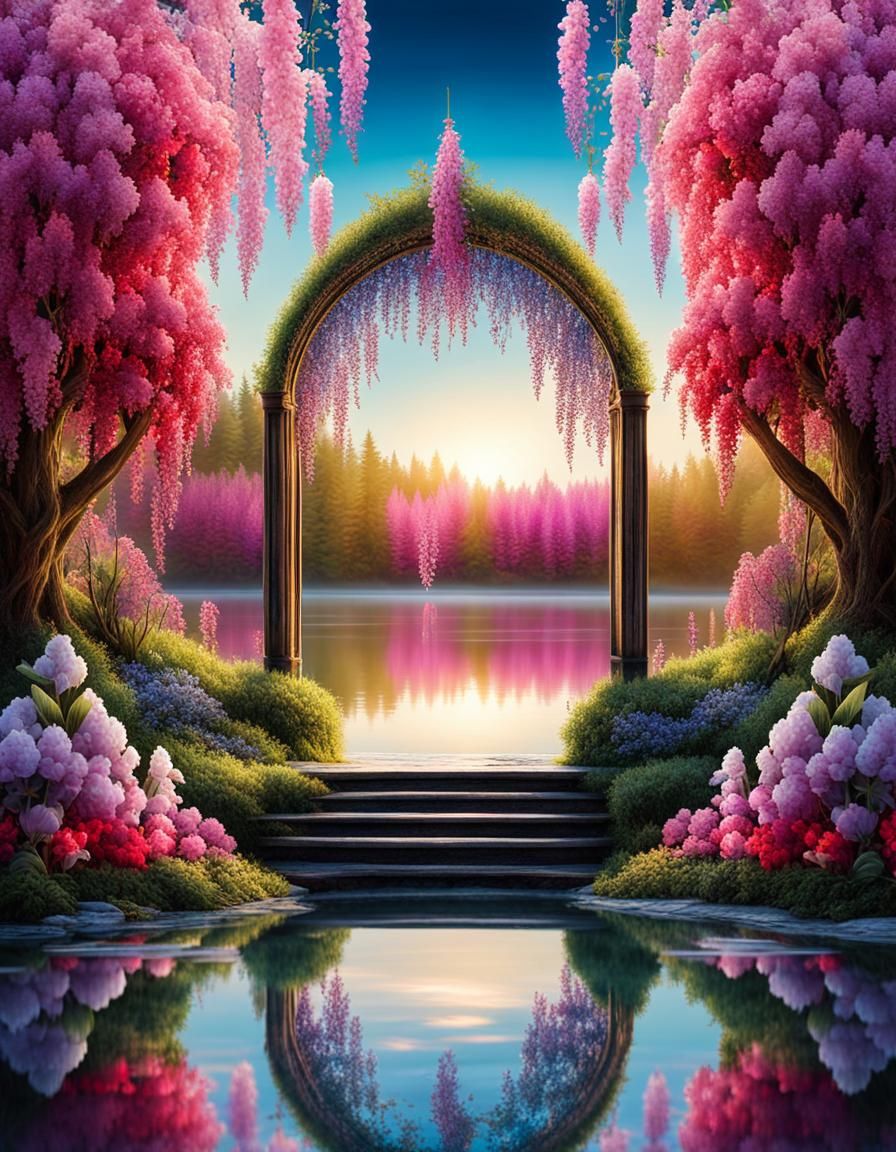 Portal to Verdant Realms of Magical Plant in Mystical Enchan...