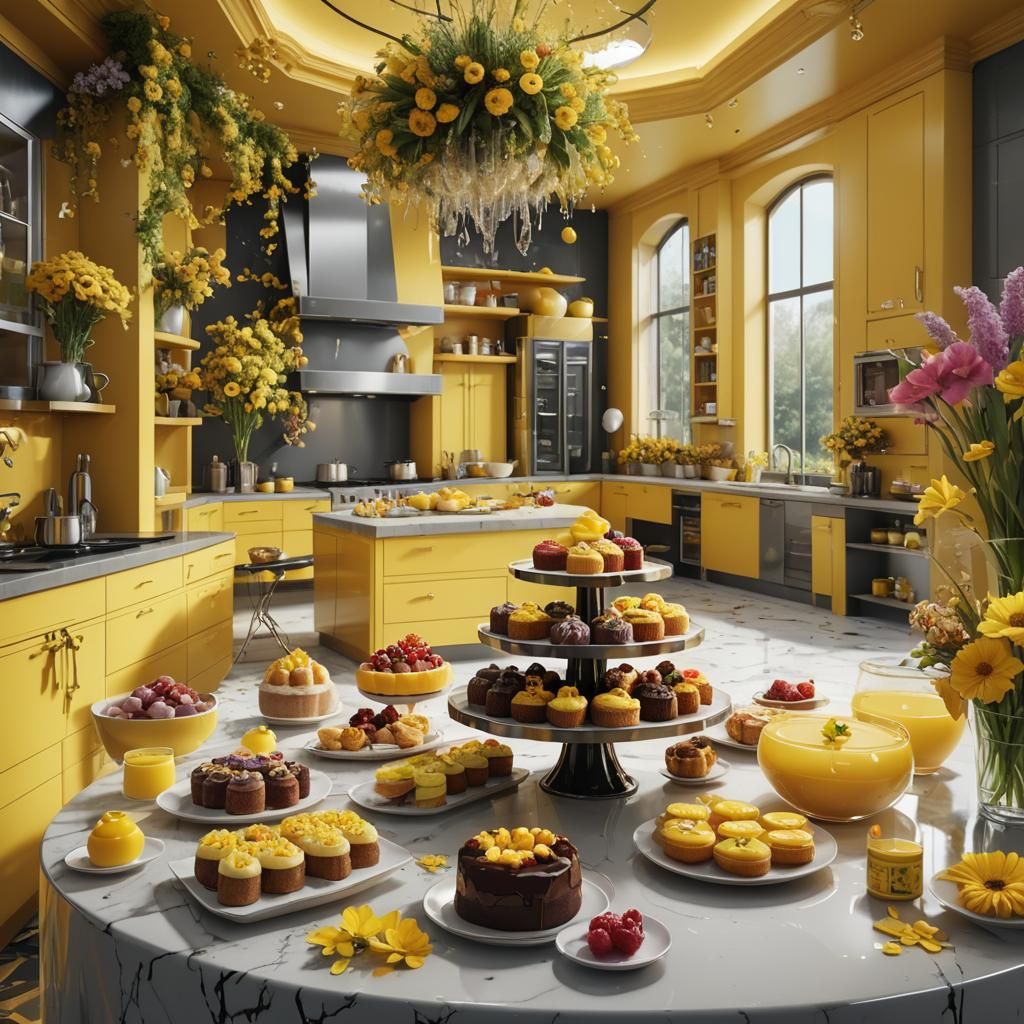 Gourmet Cakes and Pastries in Ultra Modern Kitchen