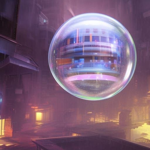 A house inside a big Soap bubble