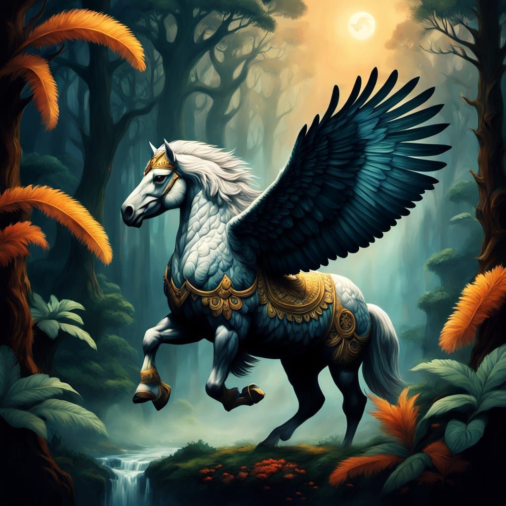 Ethereal Stallion Soars Through Celestial Realms