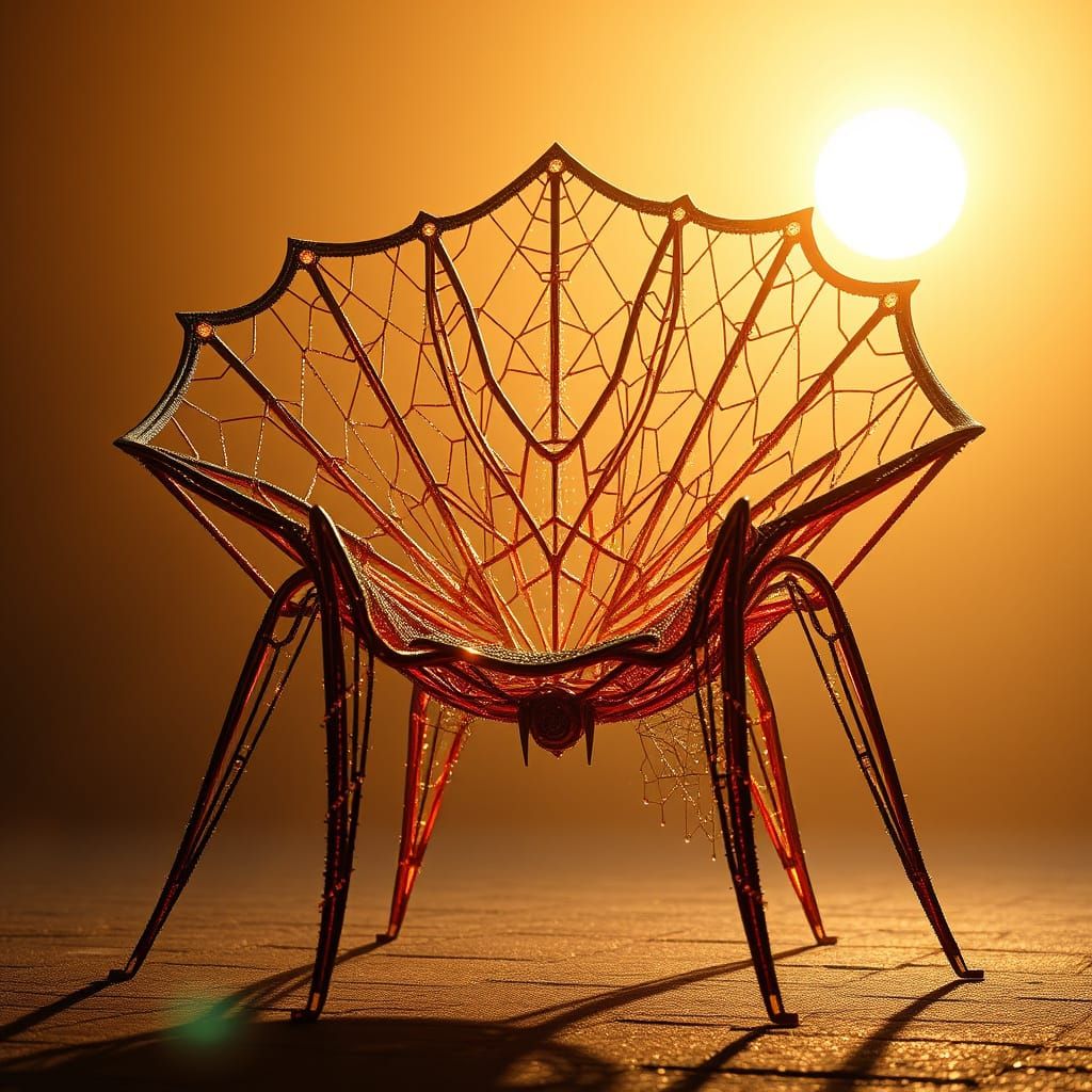 Chair crafted from spiderweb.
