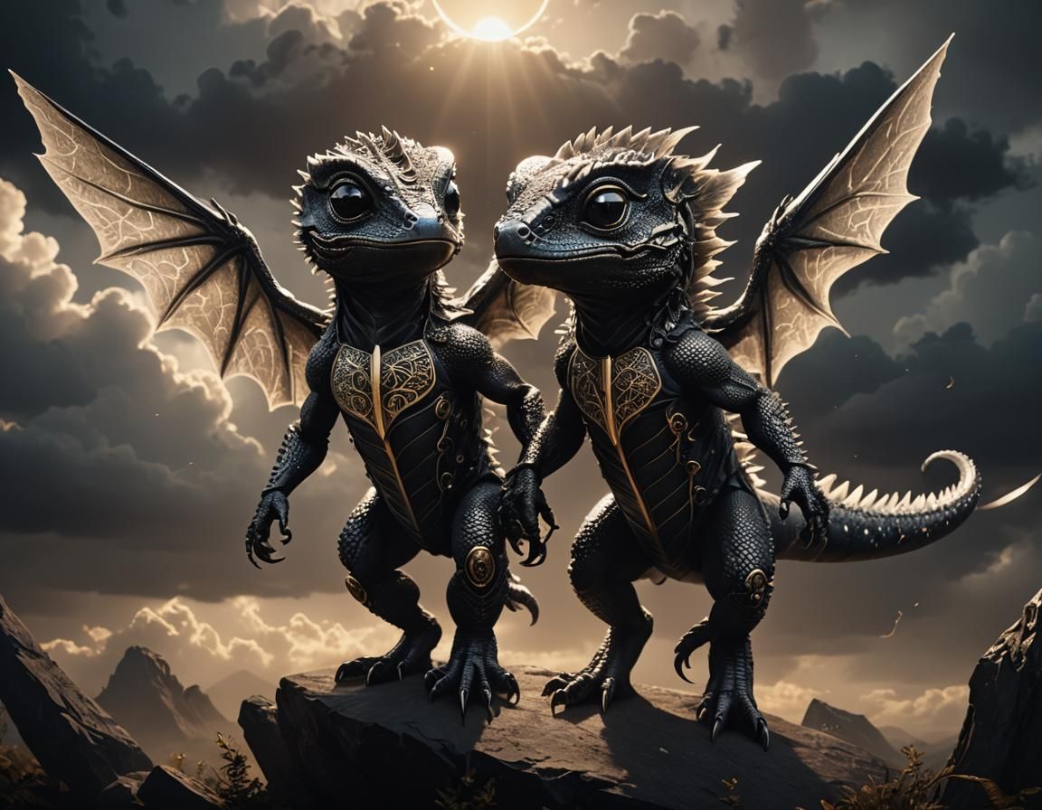 Baby twin noir dragon
