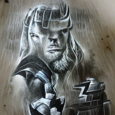 Viking god Thor in Art black drawn in Charcoal Ink and Pencil Drawing by  Art Momente - Fine Art America