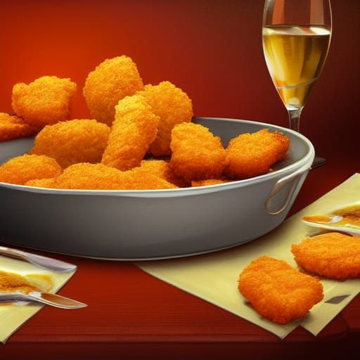 chicken nuggets dinner with friends Epic cinematic brilliant...