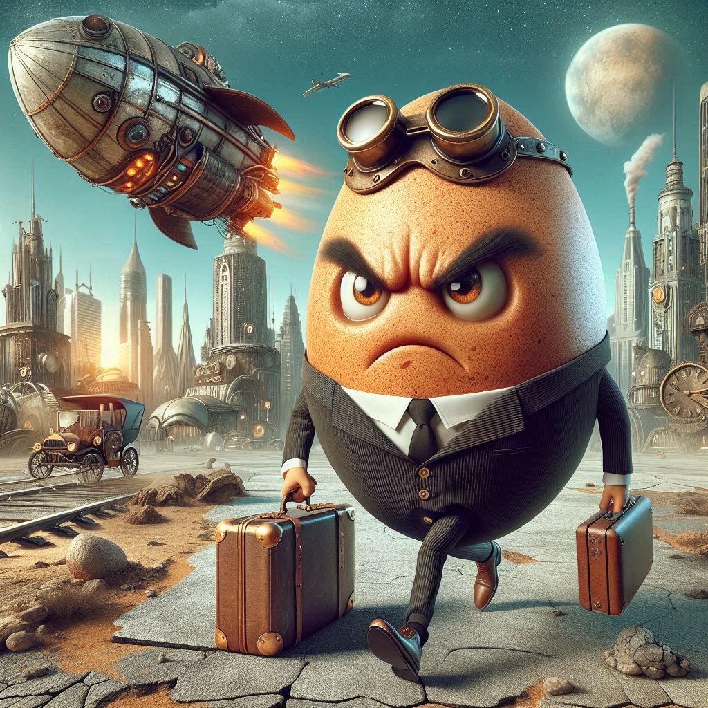 ANGRY STEAMPUNK EGG BC OF MISSING HER SPACESHIP TO WORK II.