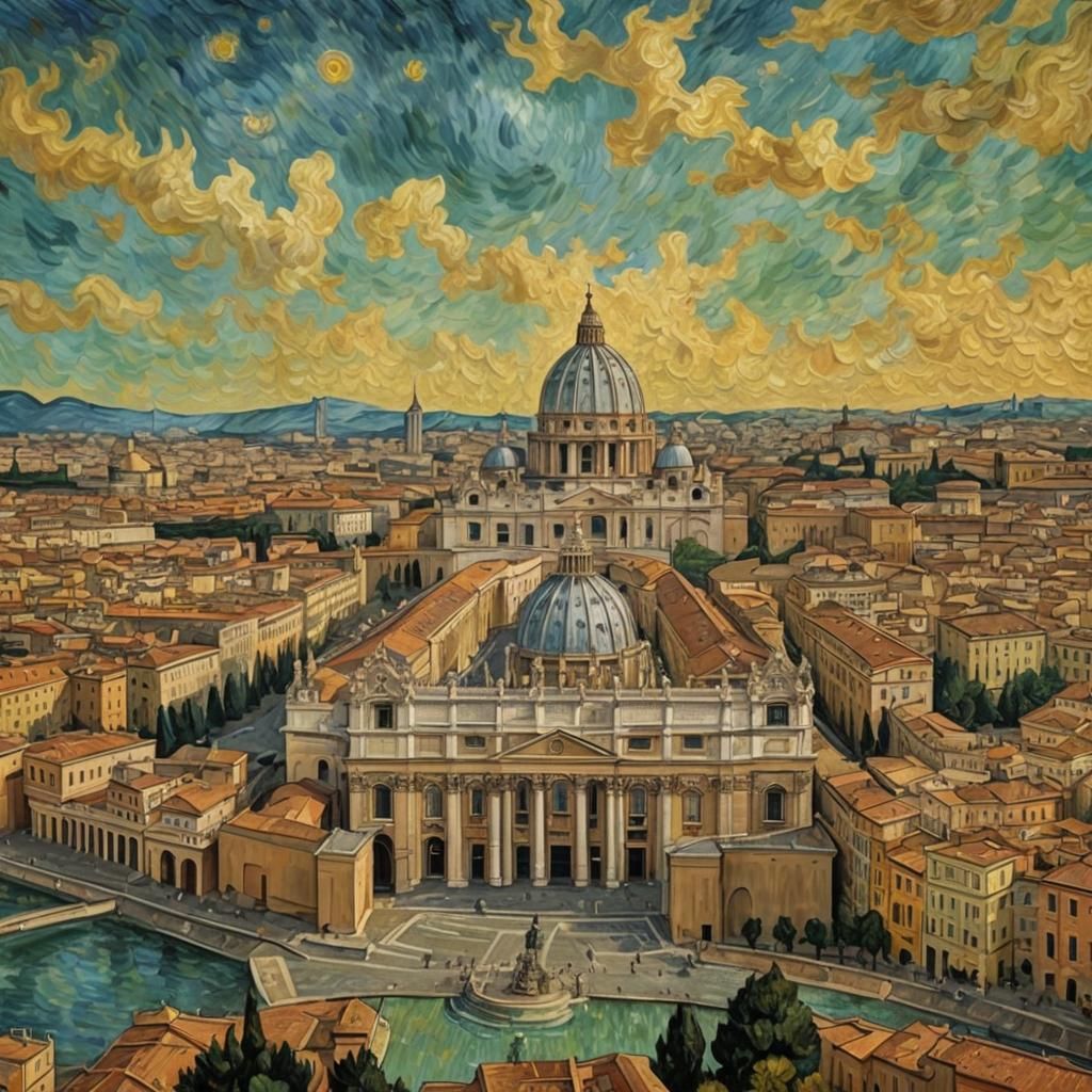 Vatican City in Van Gogh Oil Painting Style