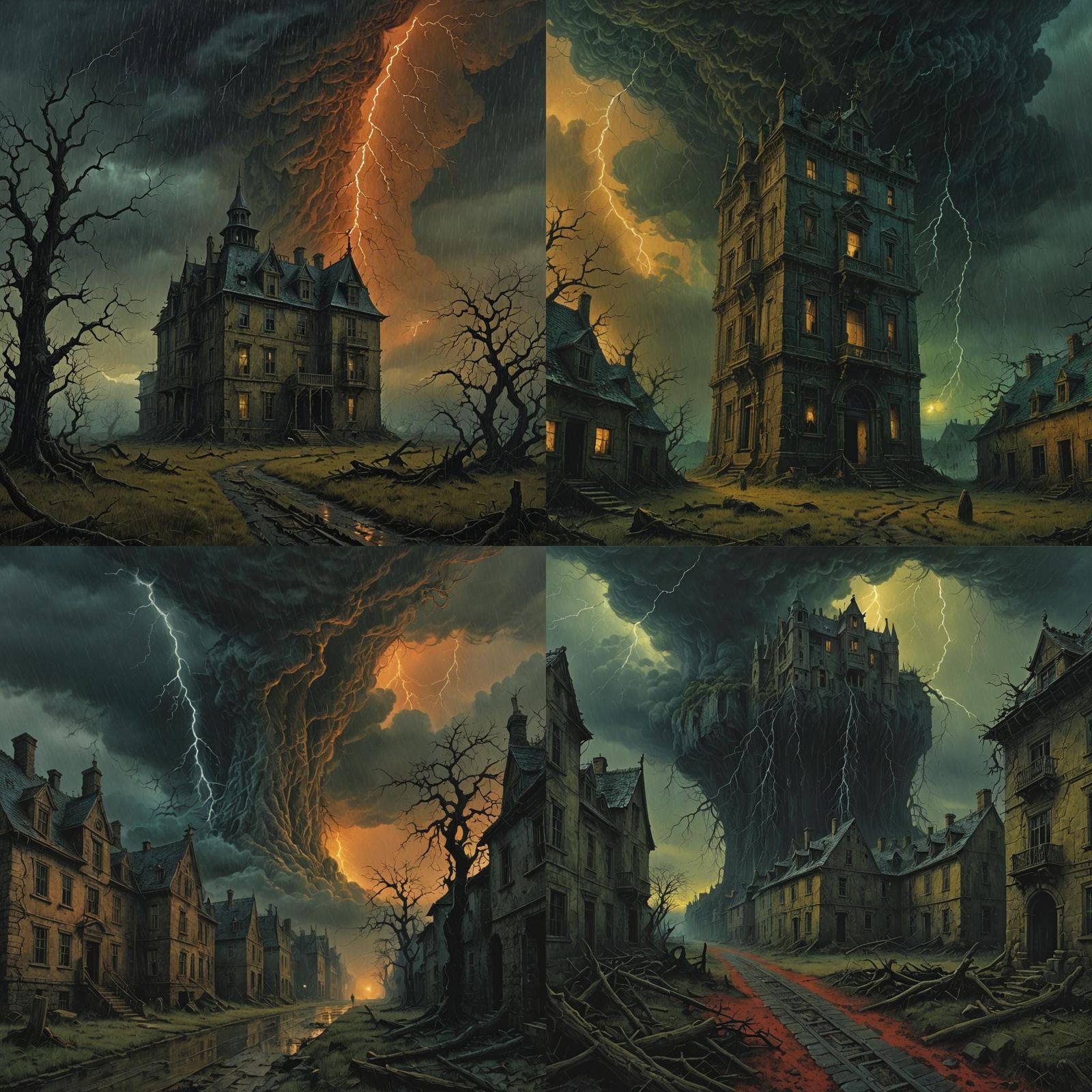 Corpsewood Manor, horror 8K resolution split-complementary colors ...