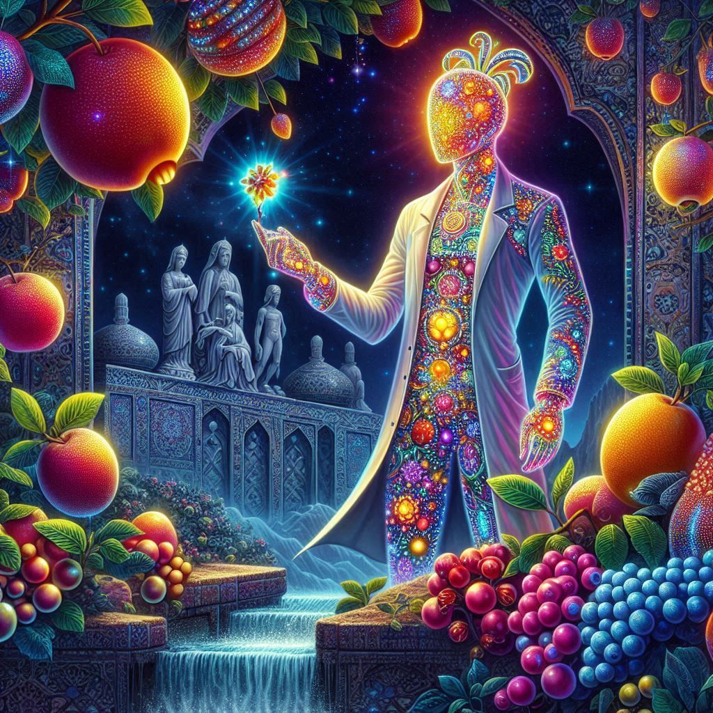 fruity android in a garden in isfahan