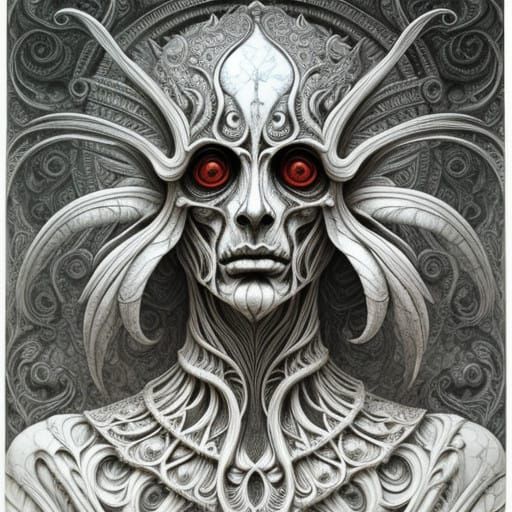 Surreal Dystopian Insect Born from Marble and Bloo... - AI Art