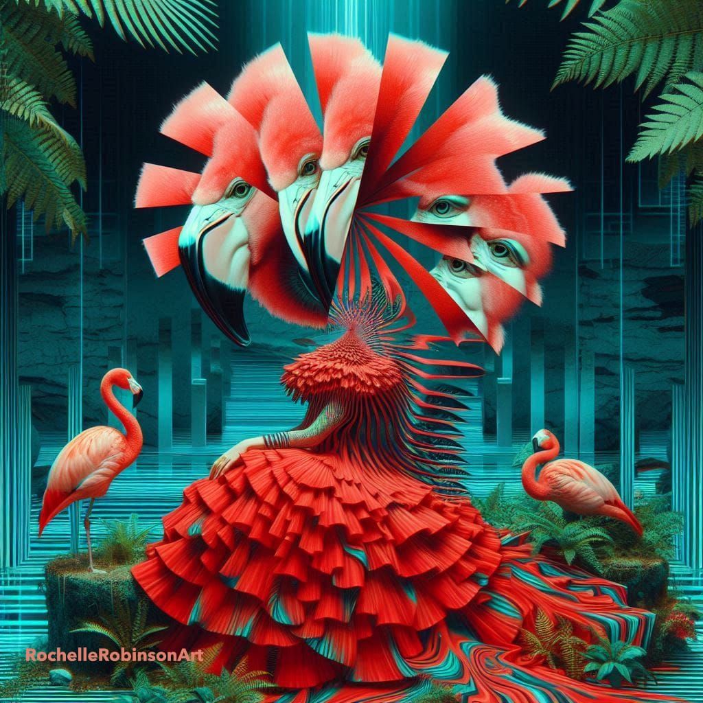 A Woman and a Pink Flamingo