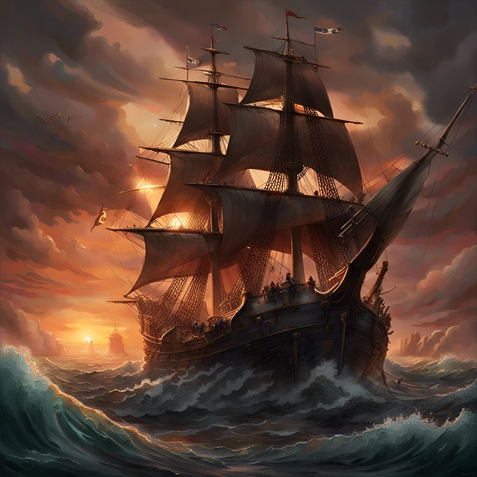 Conquering the tempestuous seas ⛵️🌊 - AI Generated Artwork - NightCafe ...