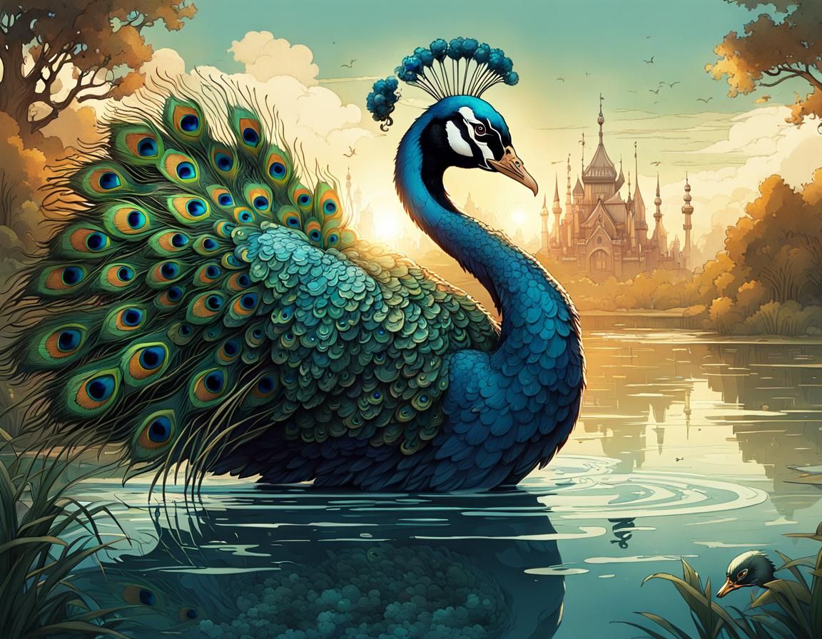 Peacock Swan - AI Generated Artwork - NightCafe Creator