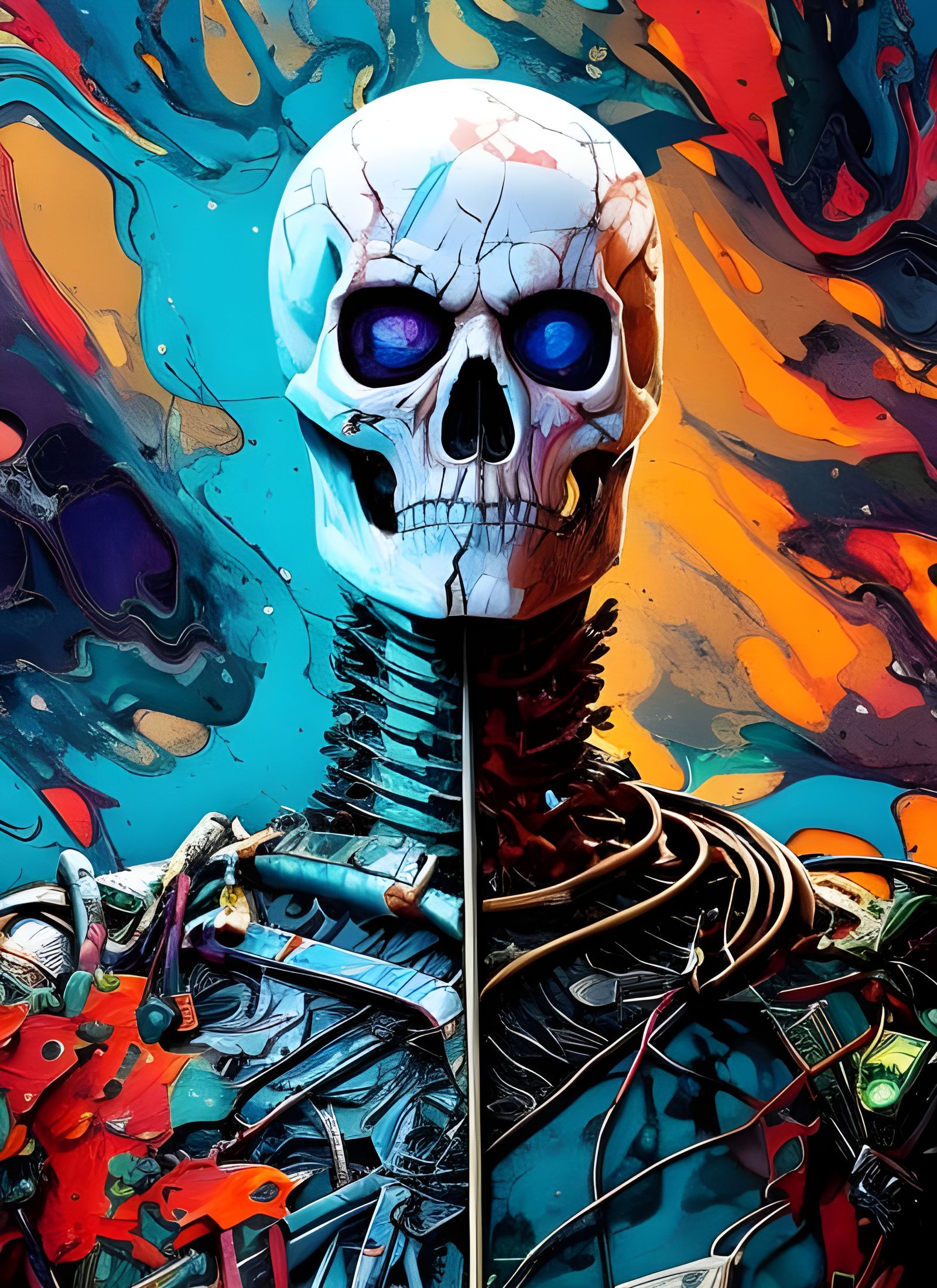 Badass Skeleton Man Portrait in Borderlands Style