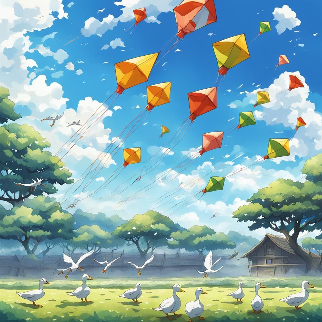 Kites and ducks - AI Generated Artwork - NightCafe Creator