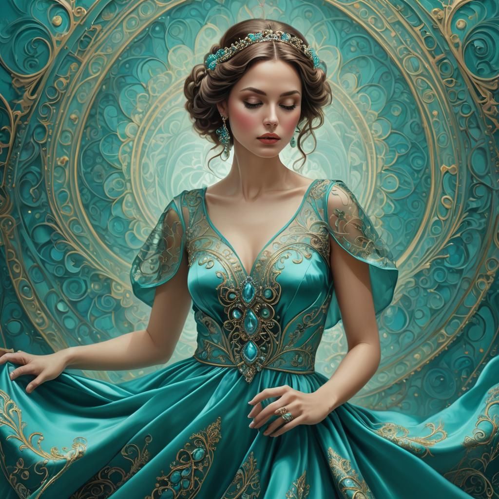 TURQUOISE GOWN  by @Desplante