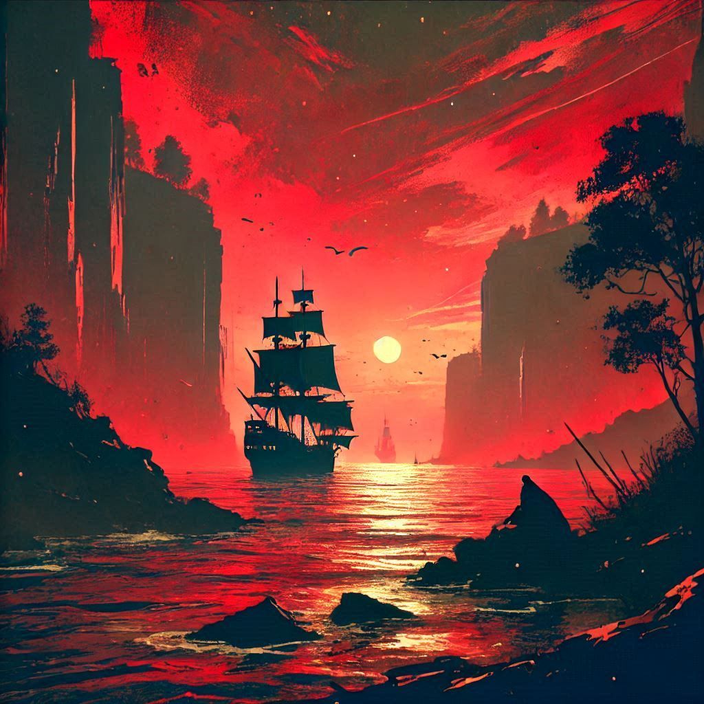 Silhouette of galleon