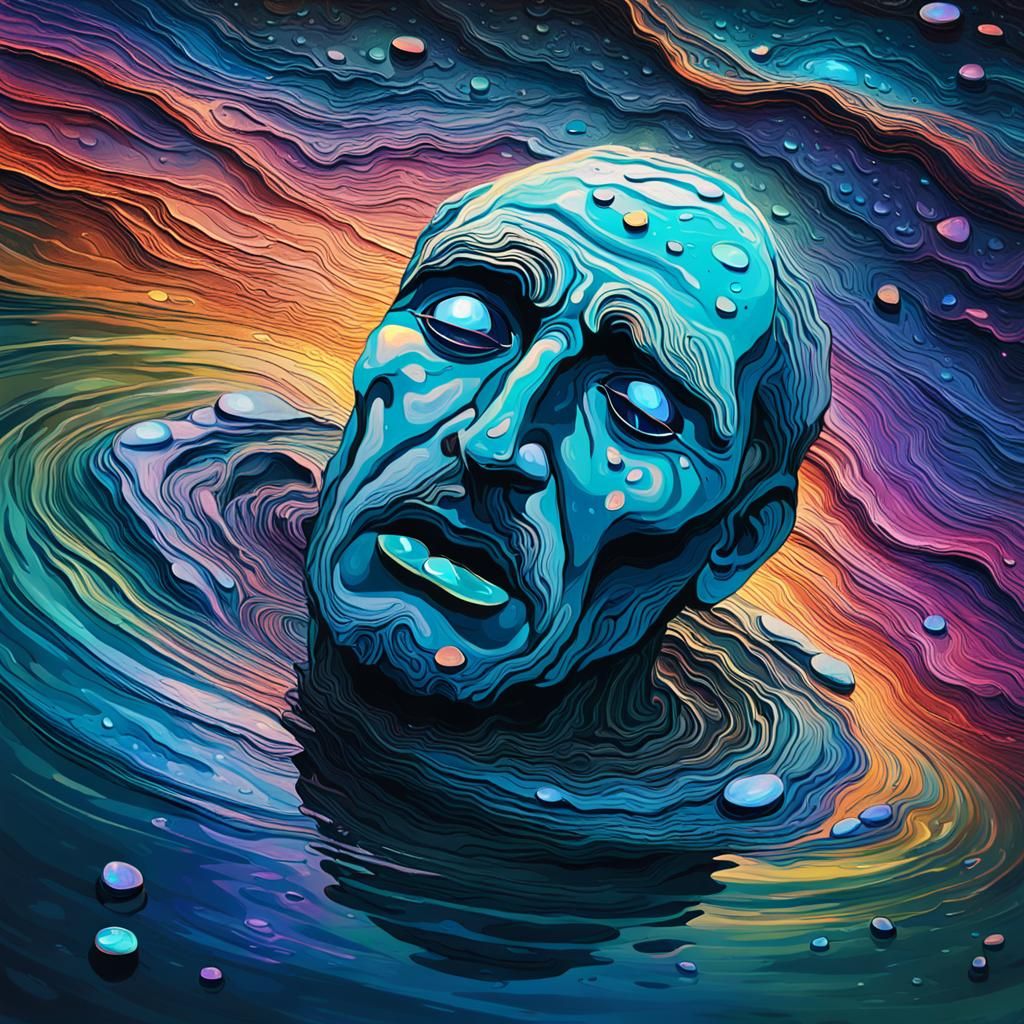 Stone Man Crying in River: Cosmic Surrealism