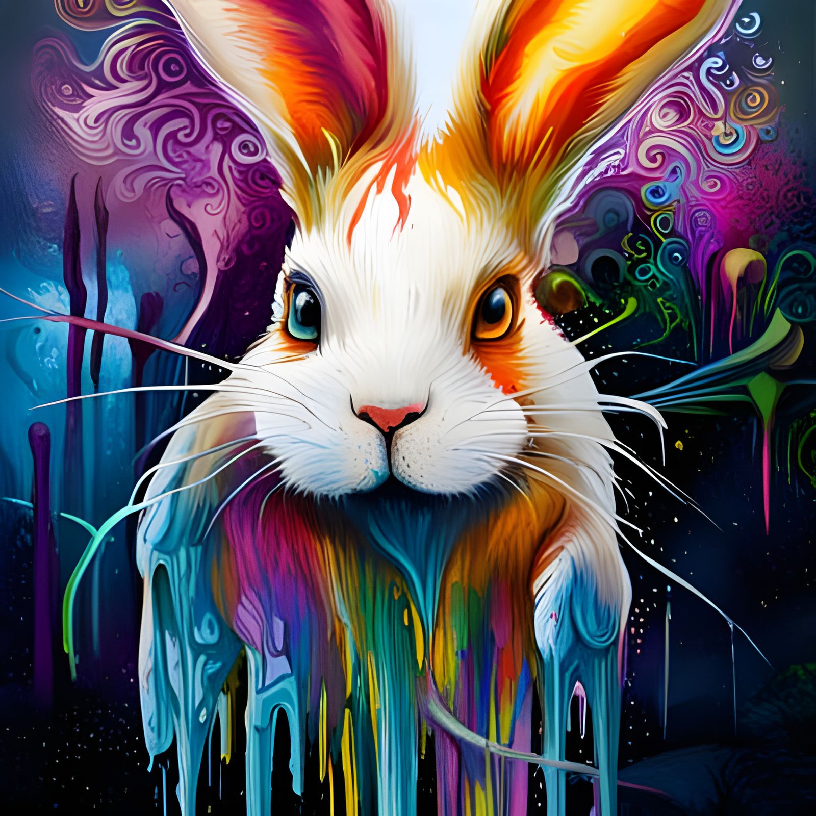 paint drip rabbit 2 - AI Generated Artwork - NightCafe Creator