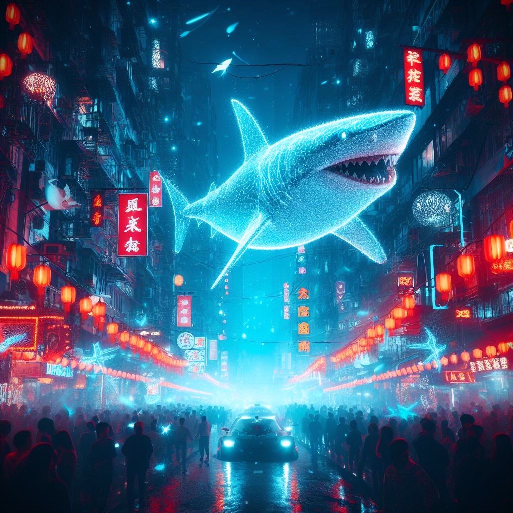 Holographic Shark in a festival