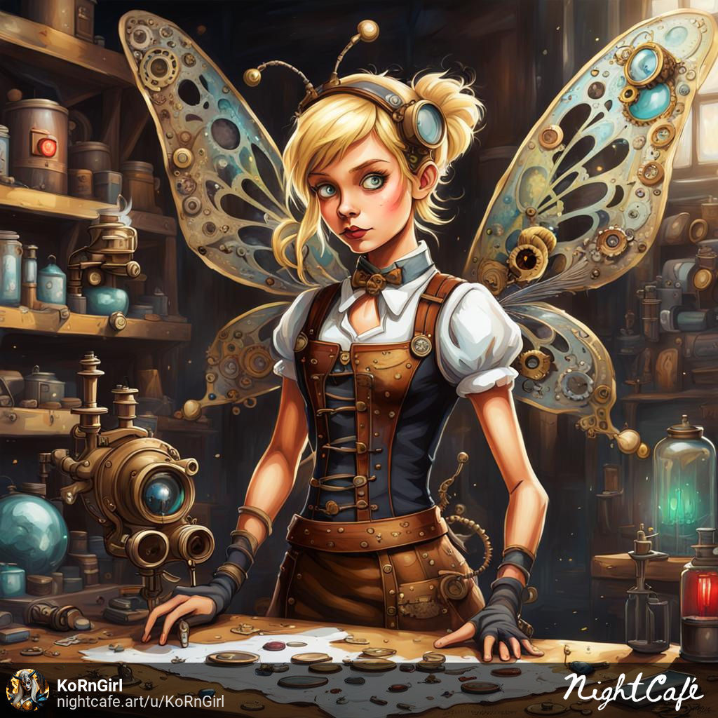 1st Try Of Steampunk Tinkerbell - AI Generated Artwork - NightCafe Creator