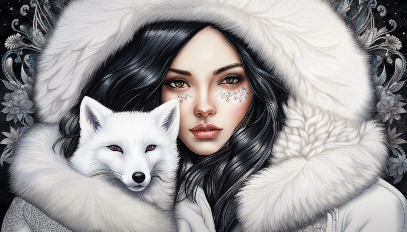 White Fox Girl AI Generated Artwork NightCafe Creator