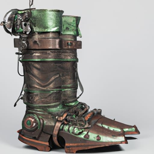 Side view leather boots futuristic army