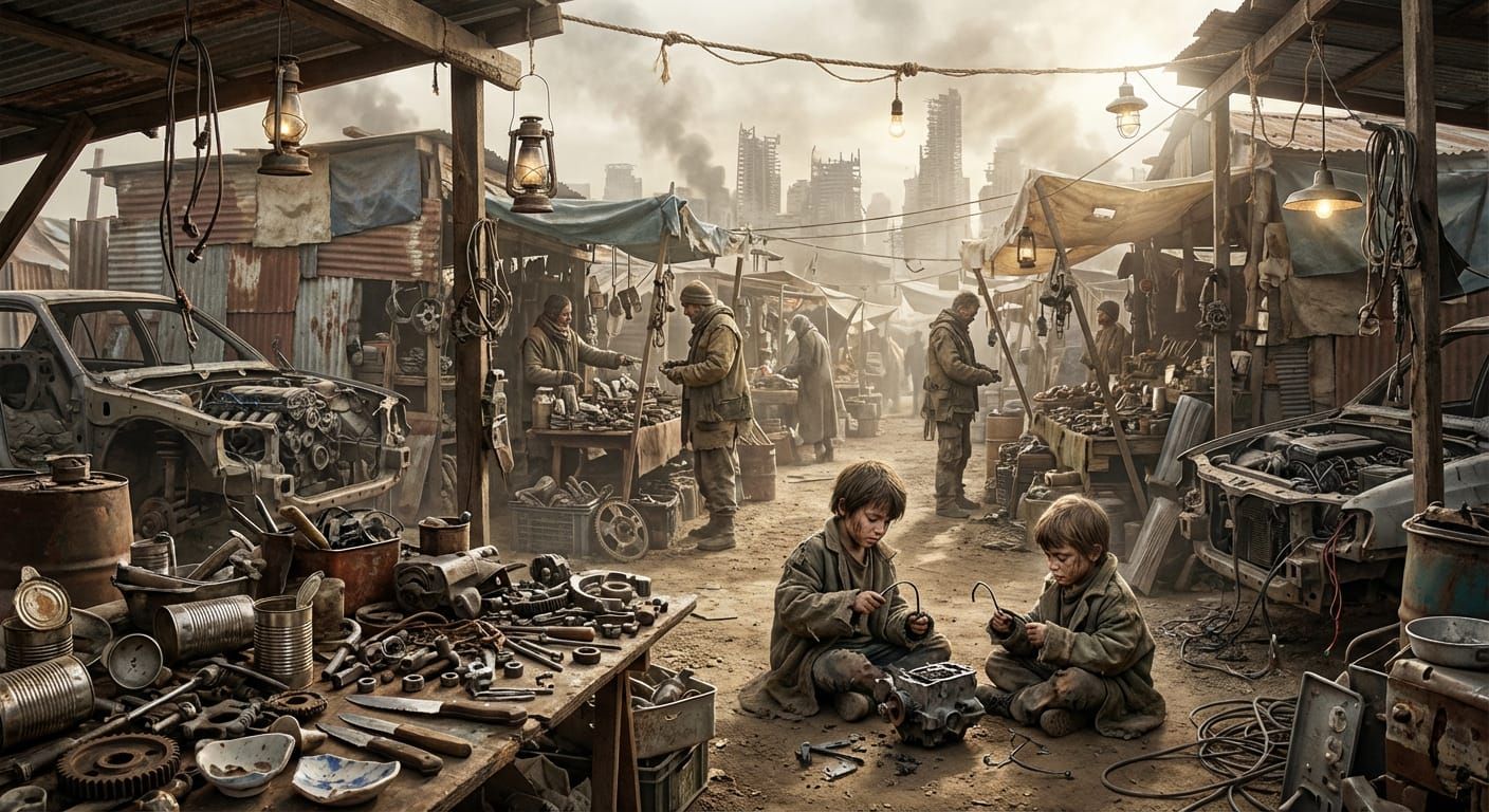 Post-apocalyptic open-air market