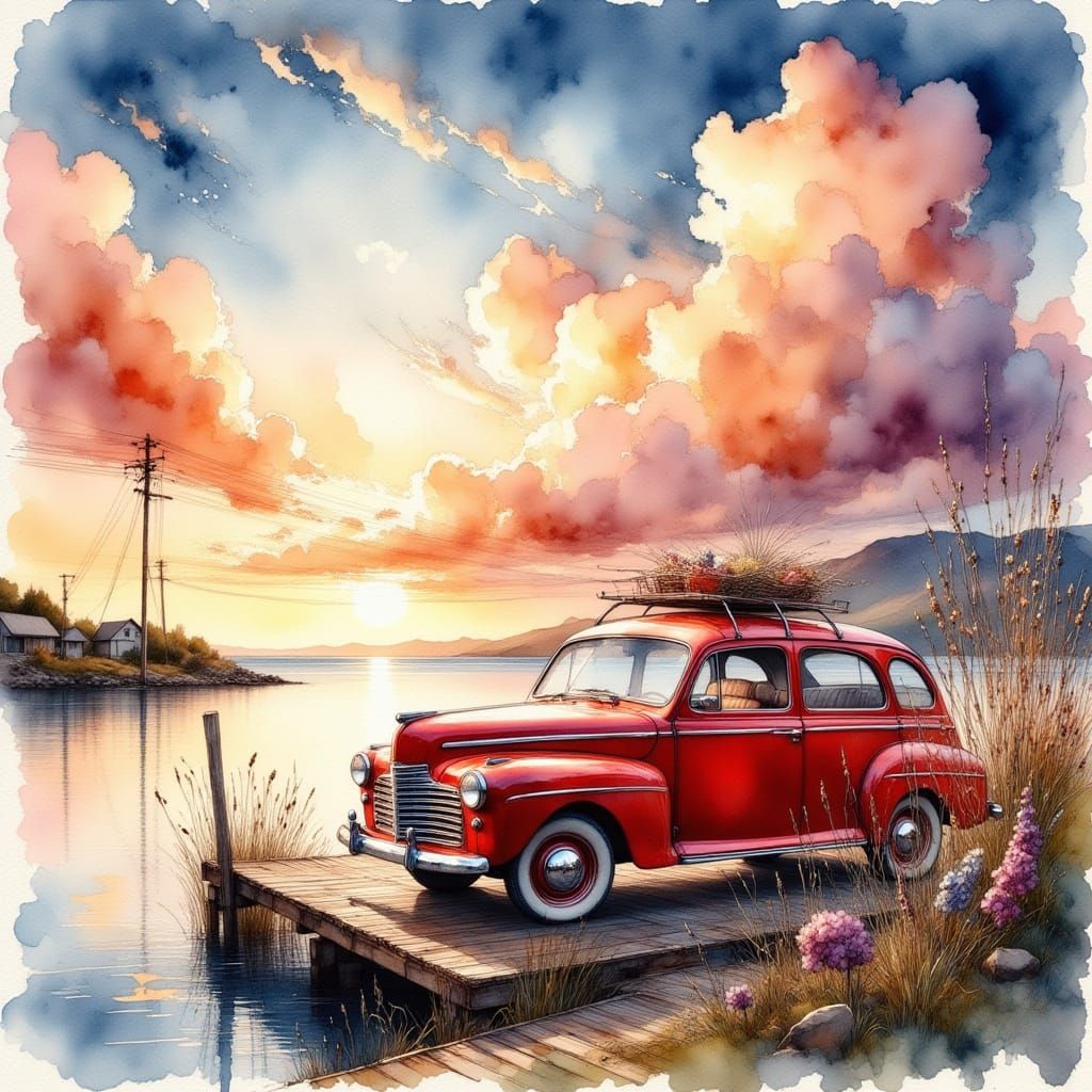 1979 Red Volvo sitting on the dock of the bay.  by @Jeanne
