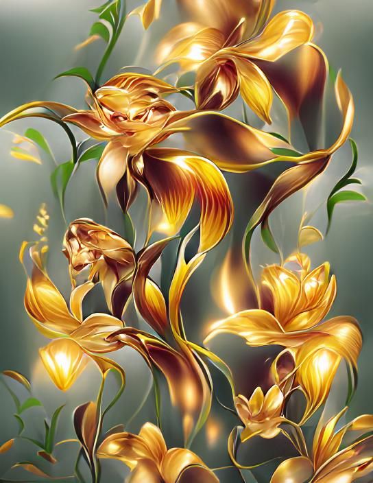 Golden Lilies - AI Generated Artwork - NightCafe Creator