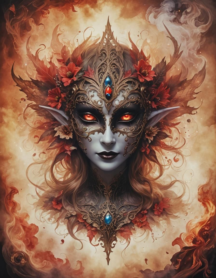 Fiery Elven Portrait 2 - AI Generated Artwork - NightCafe Creator