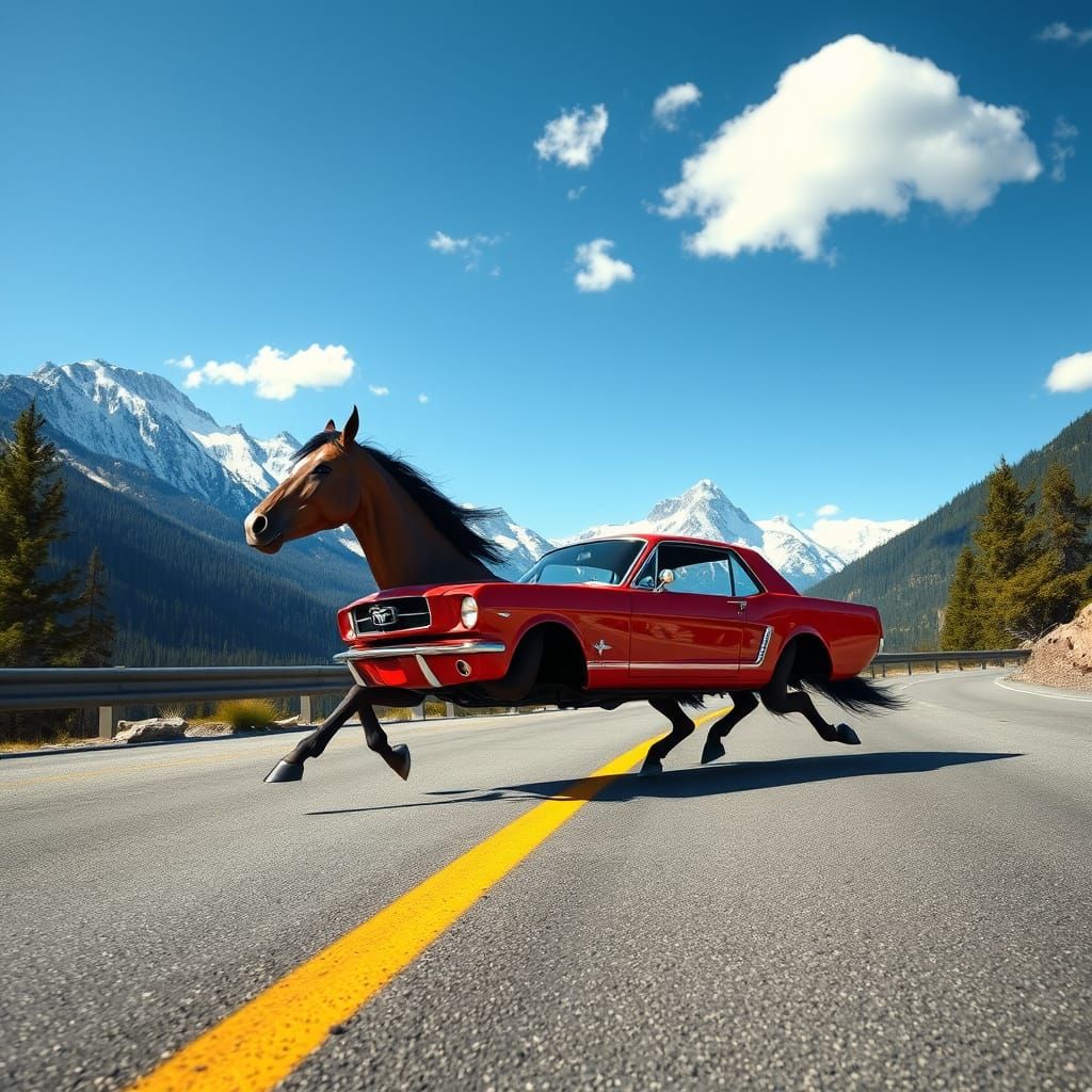 Red Mustang  by @Croc lover