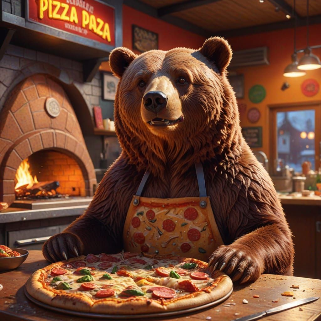 Pizza Place Bear  by @Zoe
