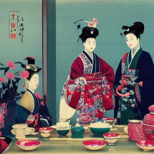 A traditional tea ceremony in which a geisha prepares and se...