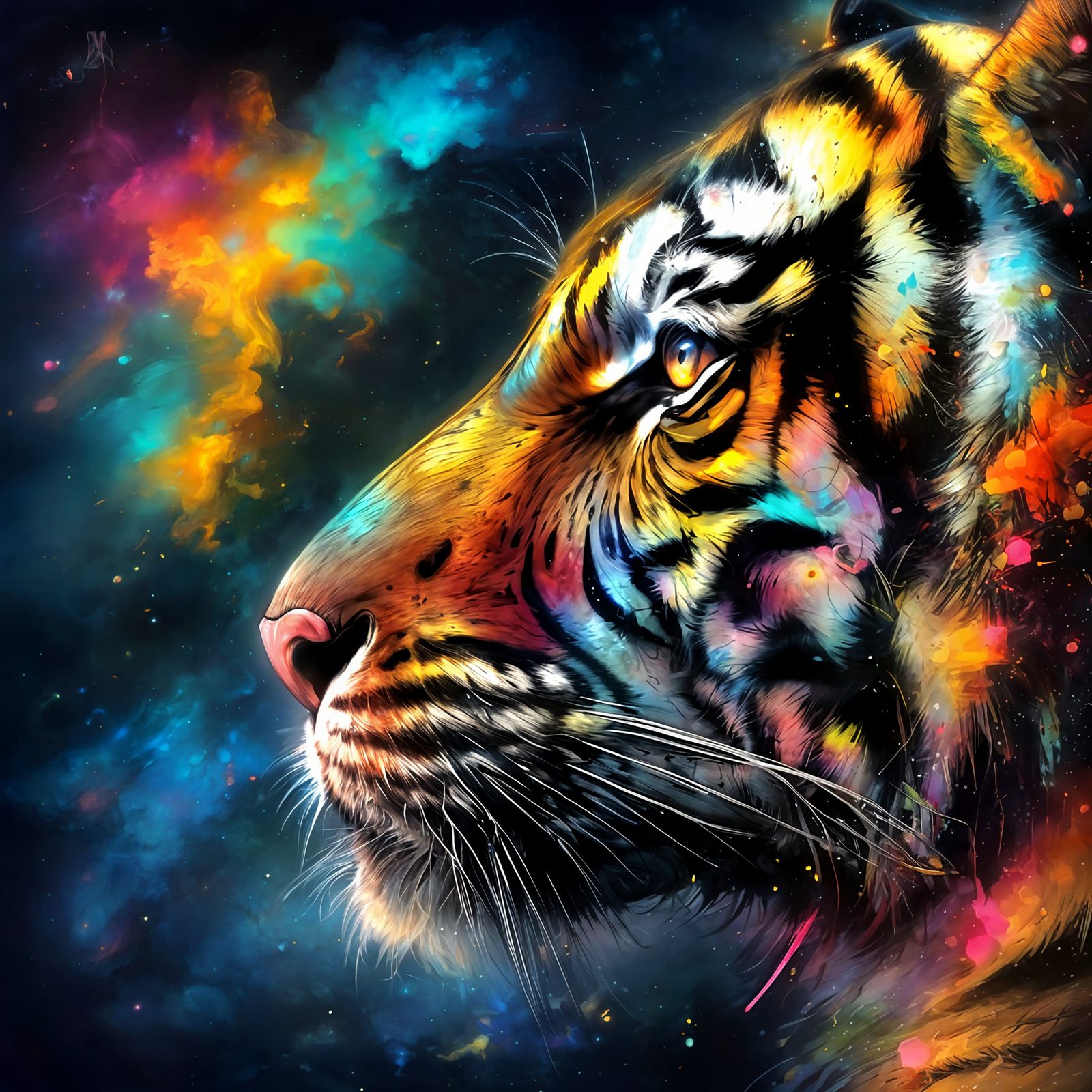 Tigers in Rainbow Splash