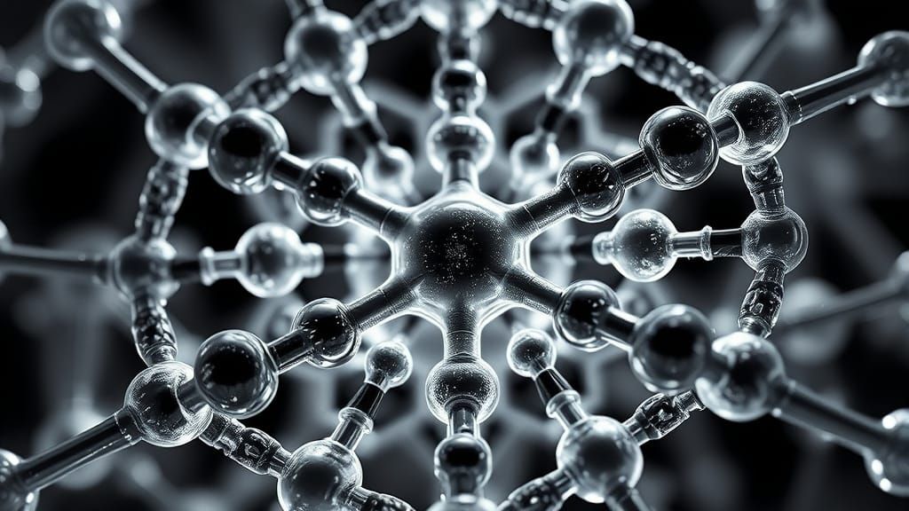 Intricate Molecular Lattice in High-Contrast Black and White