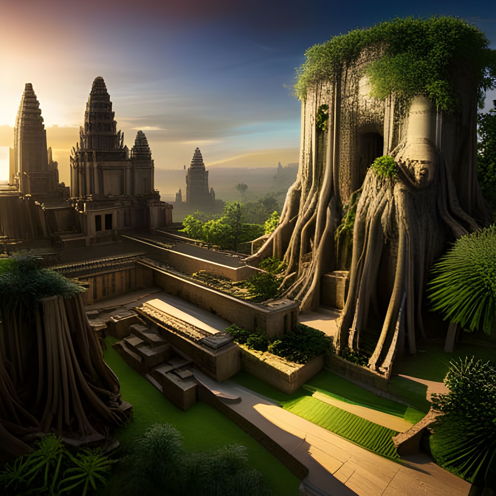 Huge Blueprint for Angkor Wat laid out in a jungle clearing ...