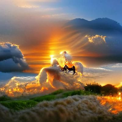 Horseback Riding in a sunset