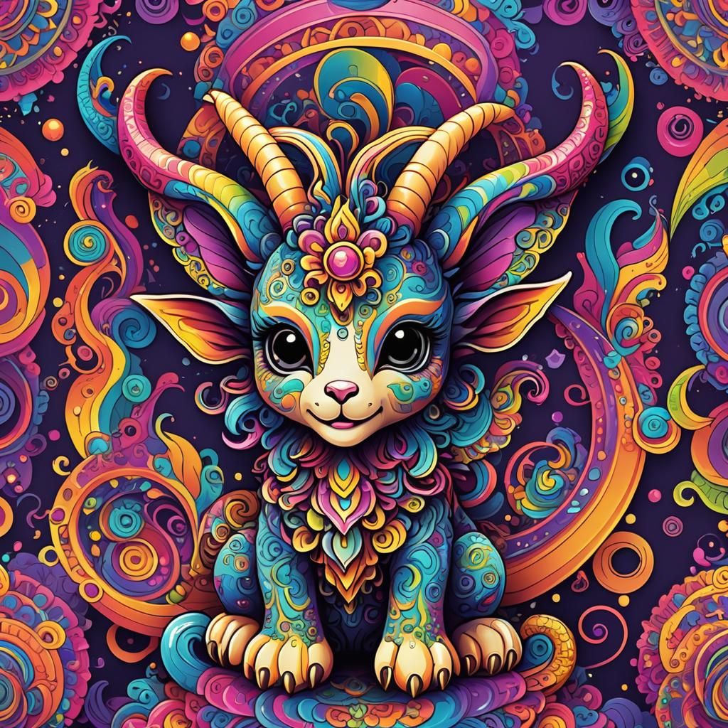 Baby baphomet cute lisa frank