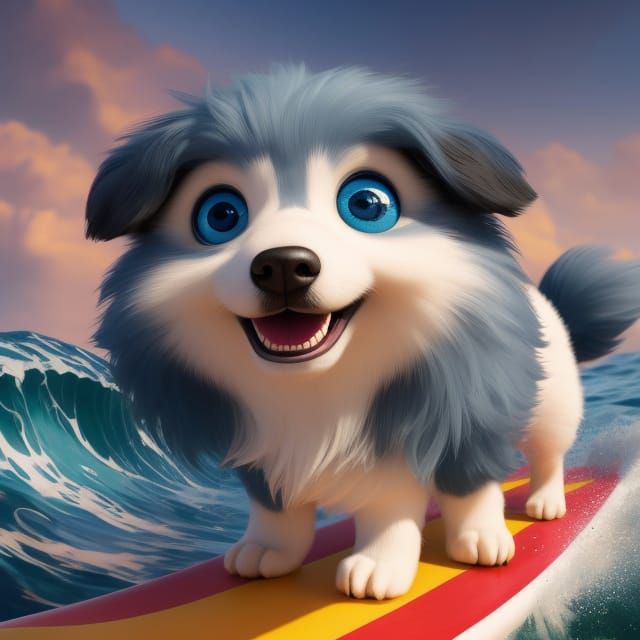 Surfing Fido 😎👌 - AI Generated Artwork - NightCafe Creator