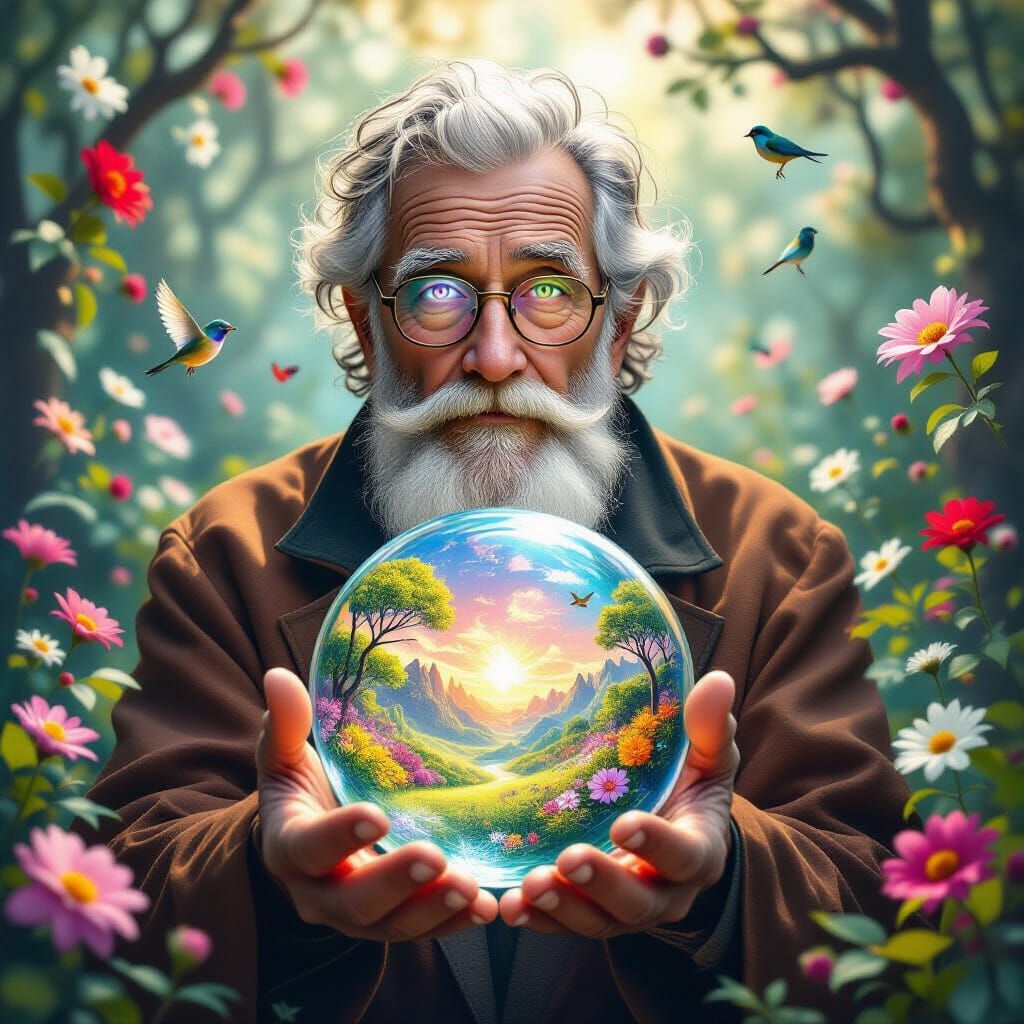 Mysterious Old Man Reveals Vibrant Paradise Inside Crystal B...