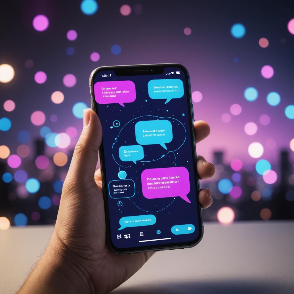 phone with two chat bubbles on the screen,