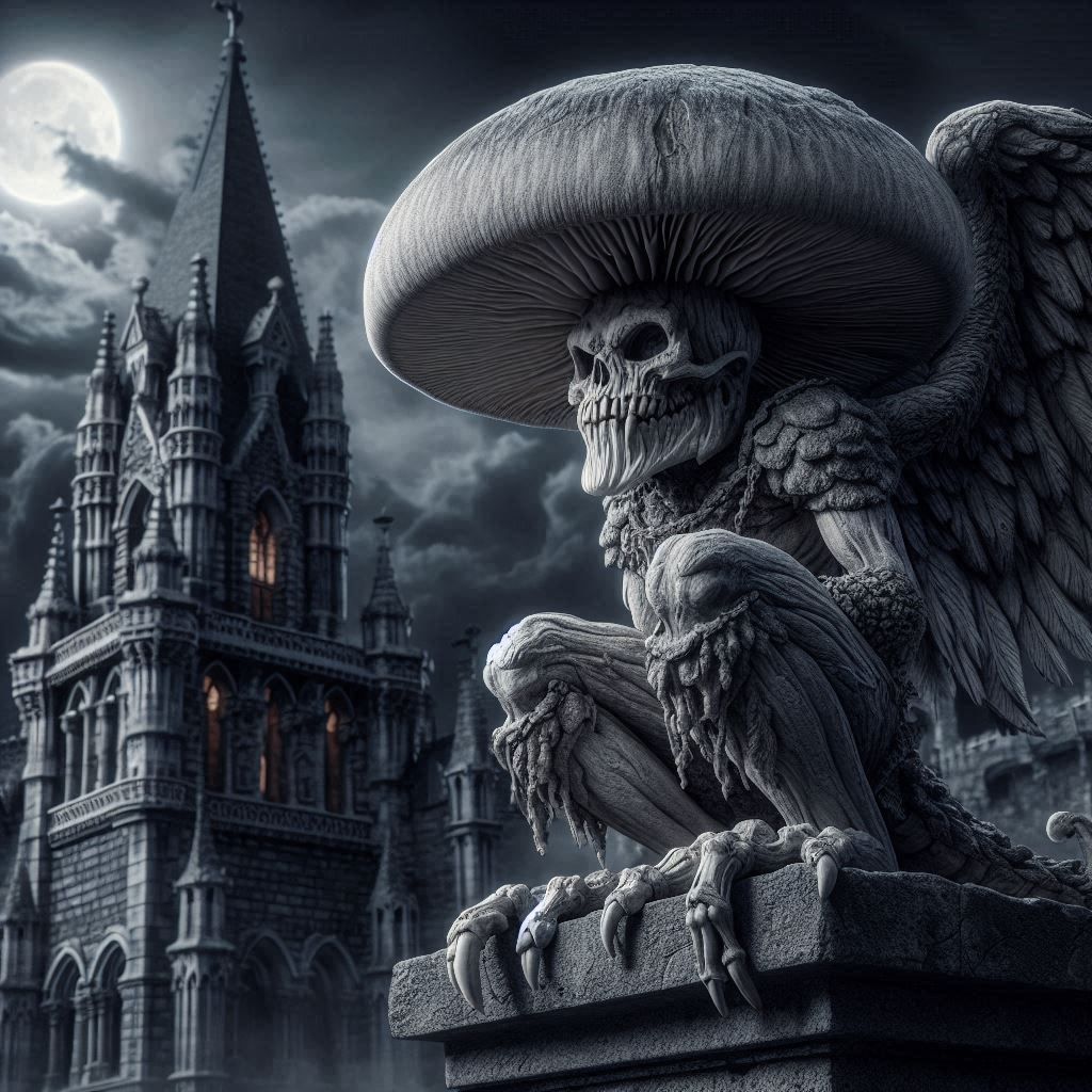 Creepy Cremini Mushroom Gargoyle