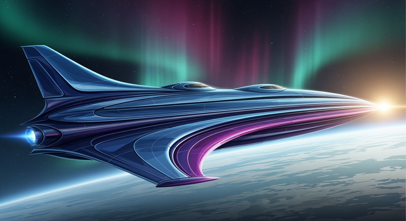 Epic, high-detail vector artwork of a futuristic star cruiser gliding through deep space, rendered in ...  by @Nerikull