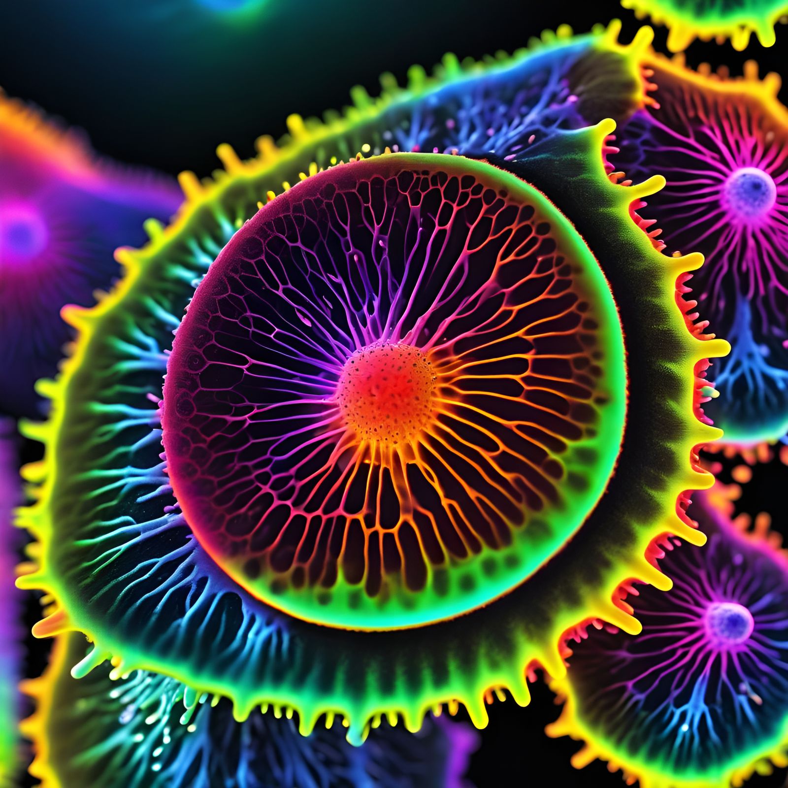 16k 3d resolution hyperdefined Amoebas with digital scientific textbook labels. Hyper dark black contrast ...  by @Showy