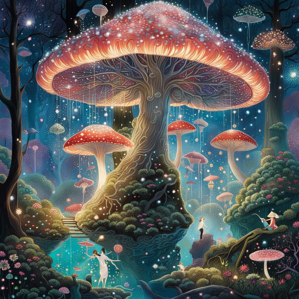 Sparkling Fairy Treehouse Forest: Detailed Matte Painting