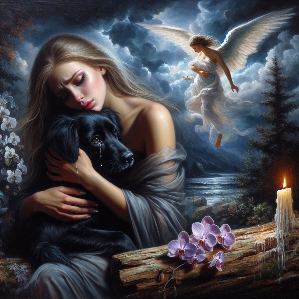 Young woman and her black dog 🖤