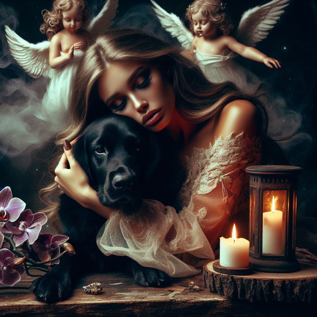 Young woman and her black dog 🖤