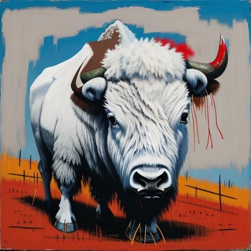 white bison by Jean-Michel Basquiat
