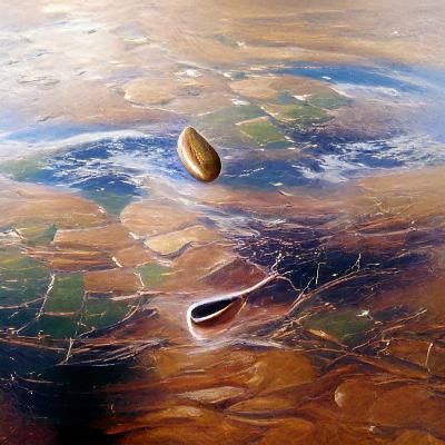 A gargantuan garbanzo bean grazes the surface of earth from ...