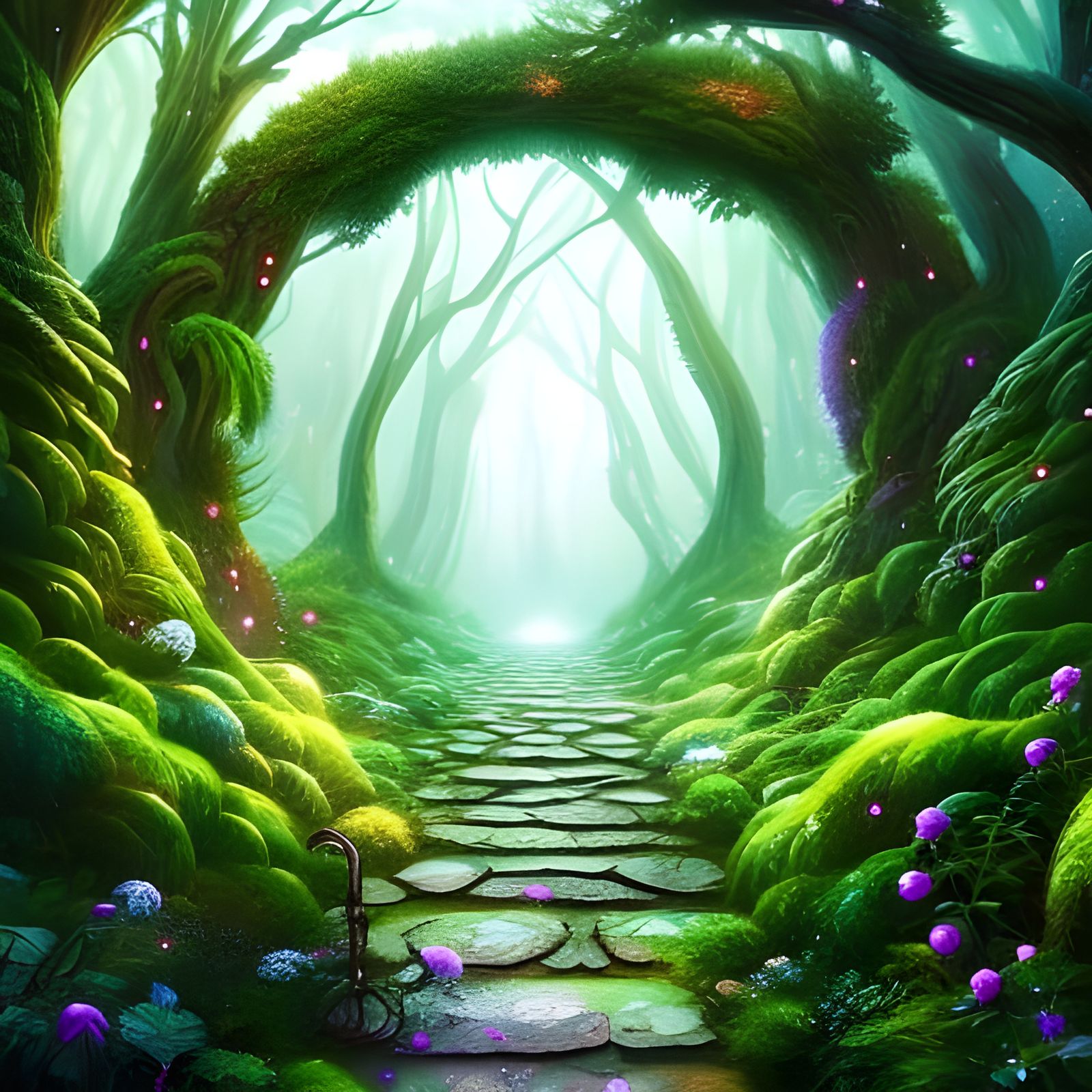 Enchanted Forest Portal Illustration in Pen and Ink